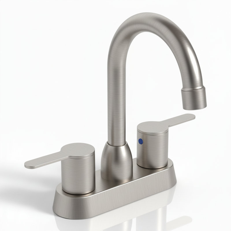 2-Handle 4" Centerset Bathroom Sink Faucet with High-Arc 360° Swivel Spout, Brushed Nickel
