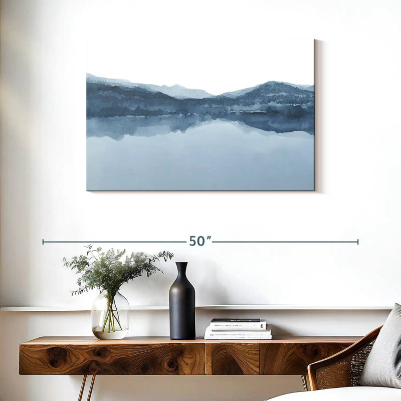 Aquarelle Avery III, nuances de bleu I, H 24 po x l 36 po
