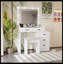 Coiffeuse réglable blanche avec 5 tiroirs