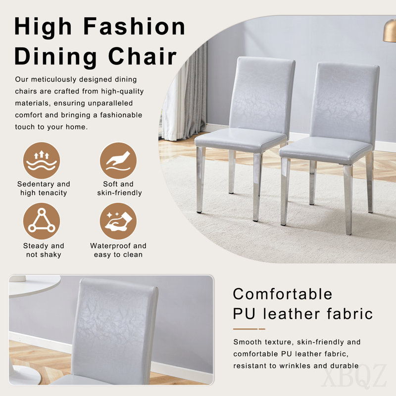 Ensemble de table et de chaises. Table de salle à manger 71 po x 31,5 po Jumelé avec 8 chaises en polyuréthane gris foncé avec des pieds en métal arqués argentés. Ce qui en fait un choix idéal pour les restaurants.