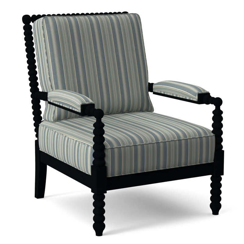 Fauteuil Jamilla Sabrina, Rayures vertes et bleues 0252-54, Finition noire