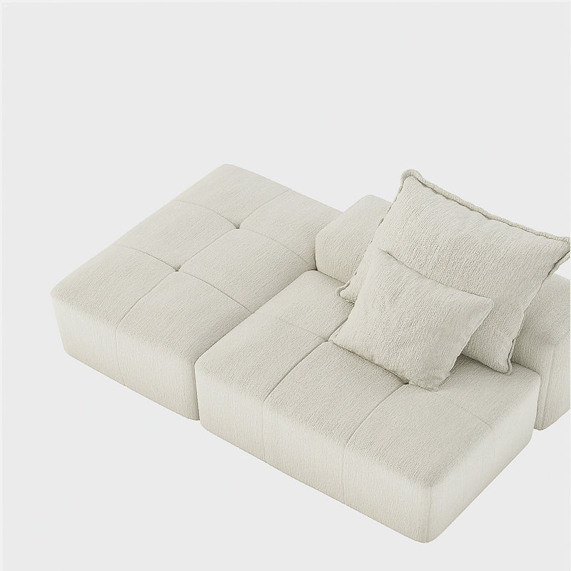 Modern extra-large modular sofa, dazzling flannel fabric cushion sofa, with two cushions, DIY integrated soft cushion sofa, no assembly required.