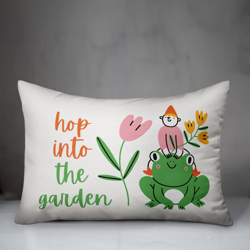  Housse et insert de coussin rectangulaire Gnome Frog Hop Garden