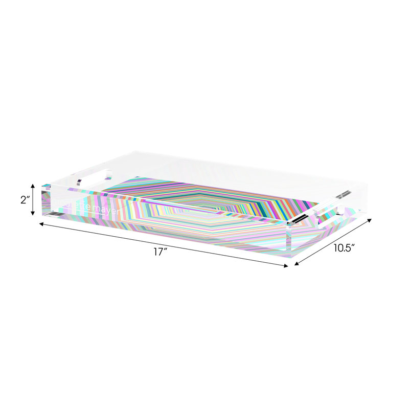 Hex Dylan Acrylic Rectangle Decorative Tray, 17"W x 10.5"D x 2"H