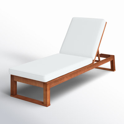 Chaise longue simple inclinable en eucalyptus avec coussins 80,9 po Faunce