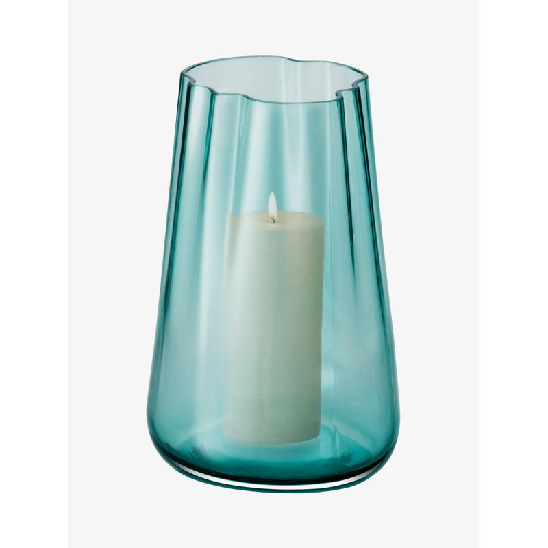 Lagoon Hurricane Candle Holder, 13.75" H x 7.75" W x 7.75" D, Sea Green