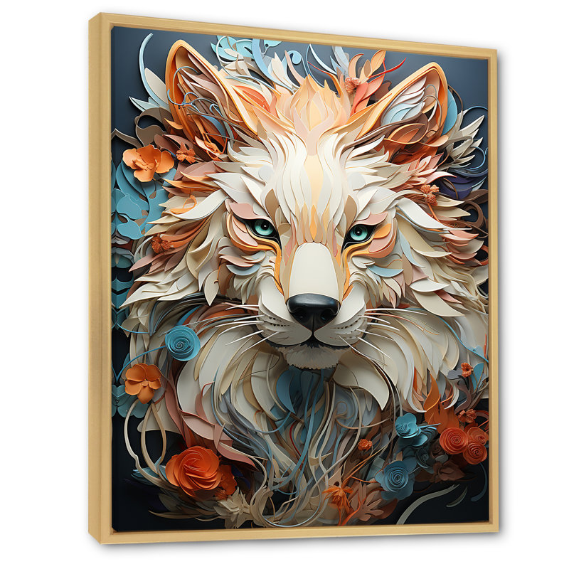 Portrait d'animal mystique sur toile, Cadre naturel flottant, H 40 po x l 30 po x P 1,5 po