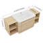 Meuble-lavabo mural moderne avec lavabo, céramique blanche et contreplaqué, chêne contemporain