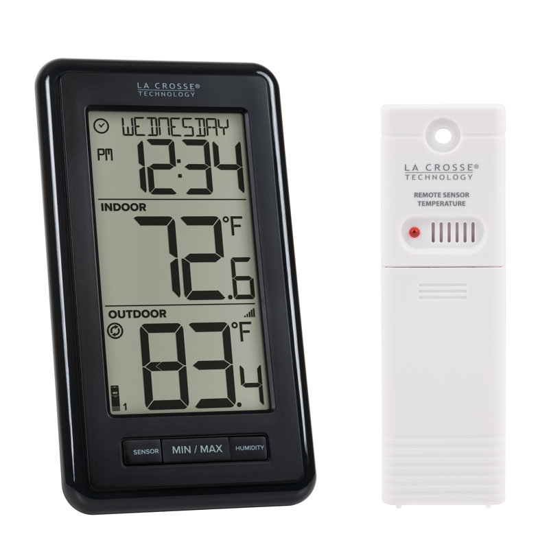 La Crosse Technology 308-43647-INT Wireless Digital Black Thermometer with Indoor Humidity