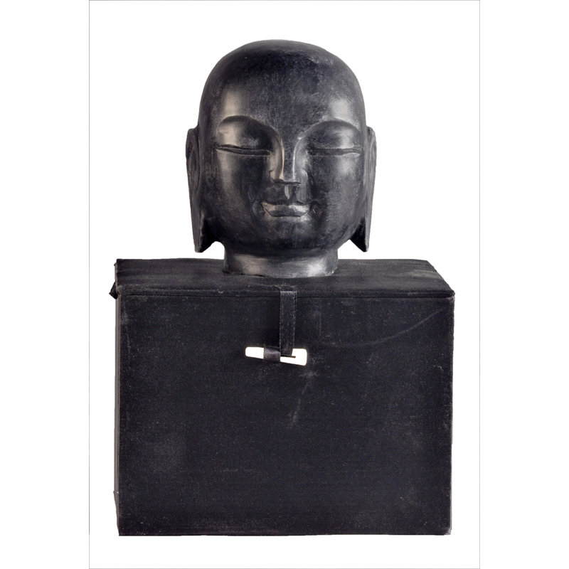 Tête de monk à la main sculptée à la main Asian, Moyen