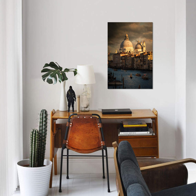Imprimé coucher de soleil venice sur toile, H 12 po x l 8 po x P 0,75 po, Toile tendue, Pas de tapis