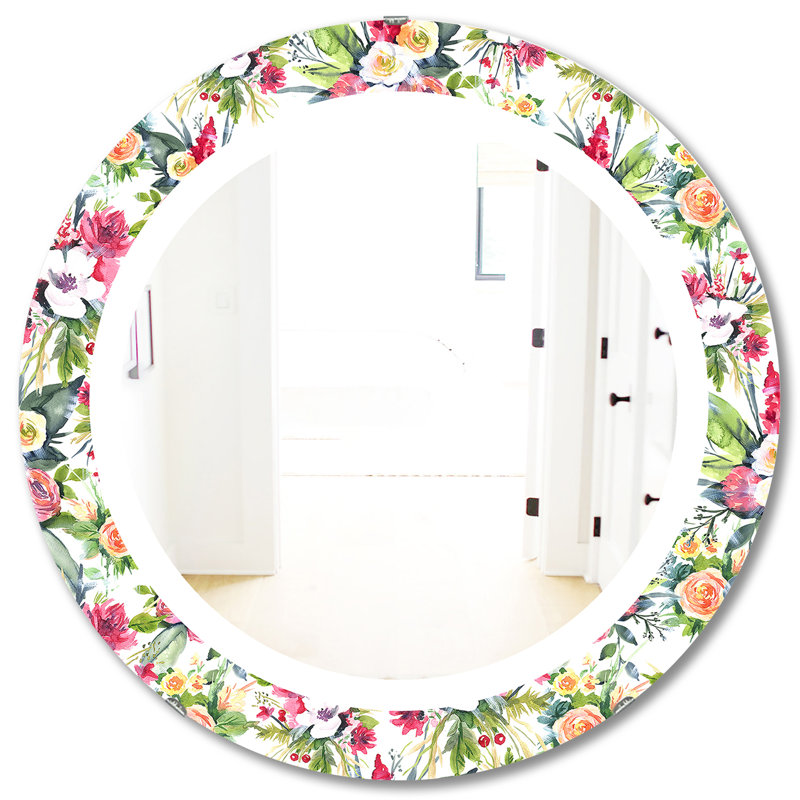 Fleurs vertes 7 - Miroir traditionnel, H 31,5 po x l po