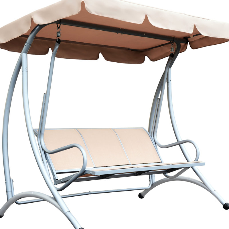 Balancelle de jardin robuste avec auvent réglable pour profiter de l'extérieur - Beige 3 arrière-cour, au bord de la piscine