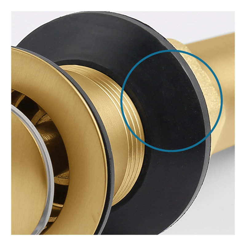Drain escamotable pour salle de bain avec panier-filtre en finition or brossé