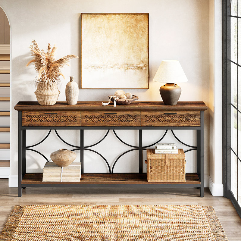 70.8" Console Table with 3 Drawers and Shelves