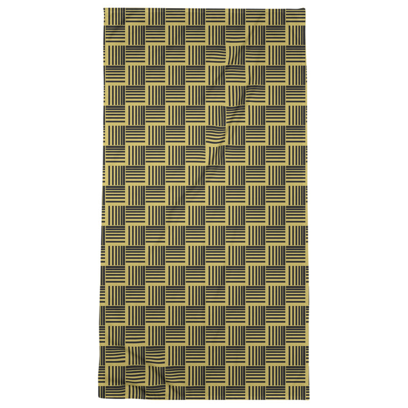 Serviette de plage à rayures tressées classique, Jaune foncé / noir