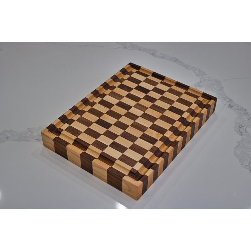 Solid Walnut And Maple Checkerboard Design Cutting Board