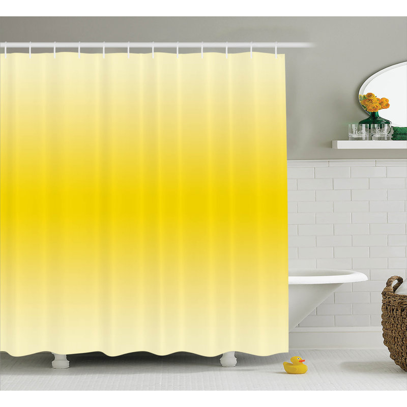 Dothan Ombre Shower Curtain with Hooks Included, 70" H x 69" W , Yellow