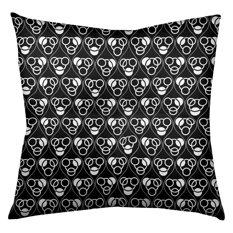 Coussin de sol classique à motif de cercles et de vagues, 26 po x 26 po, Noir