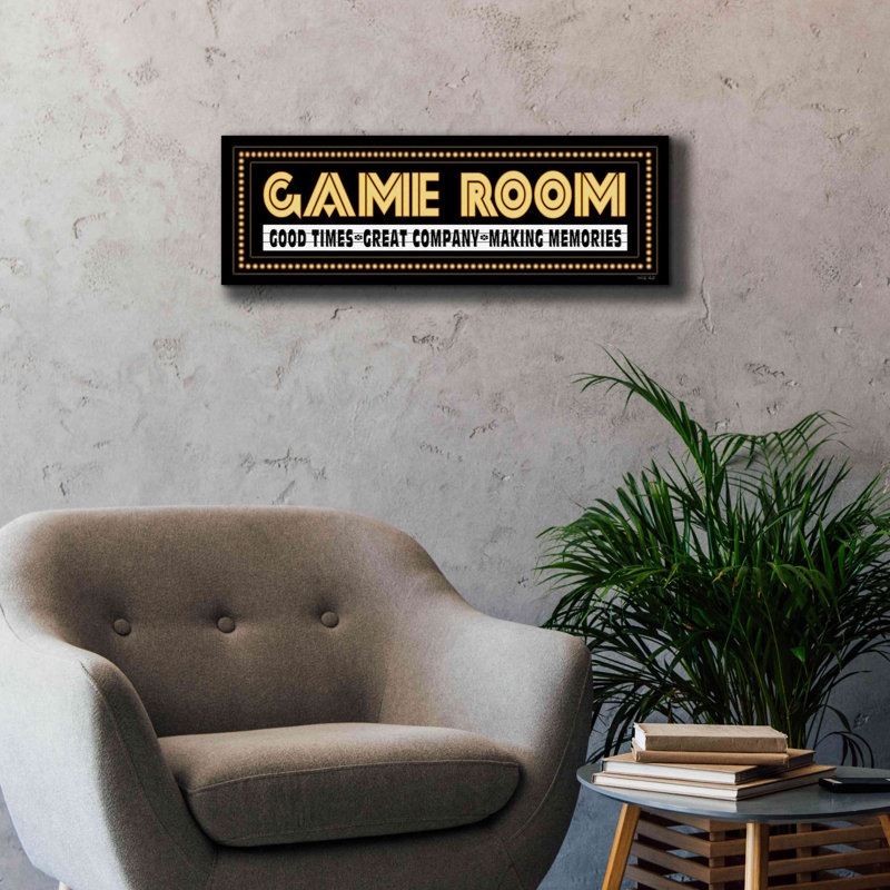 «Game Room Sign» par Cindy Jacobs, estampe numérique sur toile, H 12 po x l 36 po