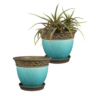 Cadiz Ceramic Pot Planter with Saucer