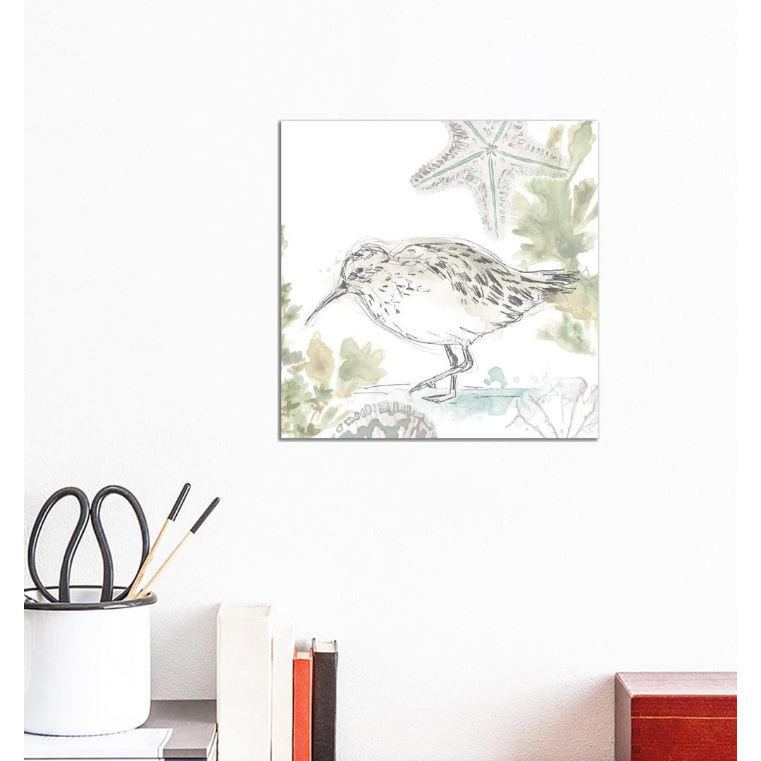 Seaside Sandpipers II by June Erica Vess - Wrapped Canvas Print