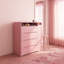 Coiffeuse 3 en 1 avec miroir rabattable, éclairage DEL réglable, plateau latéral coulissant et tabouret, idéale pour gagner de la place dans une chambre, rose.-1440924144