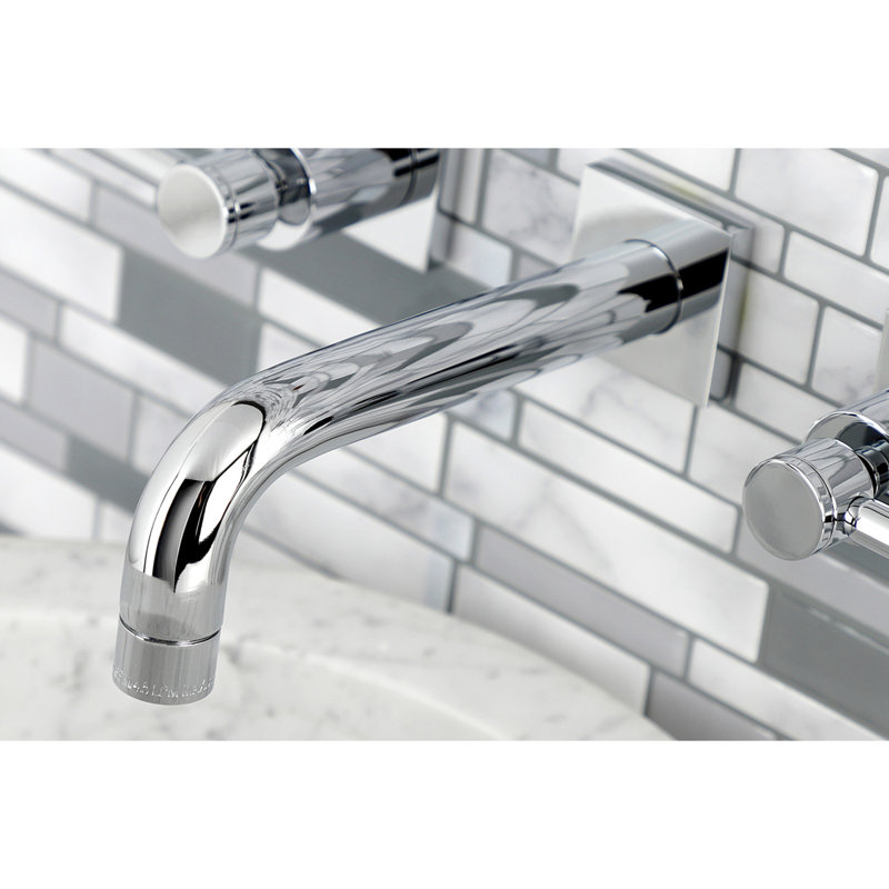 Kingston Brass Concord Two-Handle 3-Hole Wall Mount Bathroom Faucet, Polished Chrome, Lever