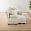 Canapé modulaire 4 places en chenille café clair avec 2 repose-pieds, 4 coussins lombaires et 2 coussins décoratifs pour petits espaces
