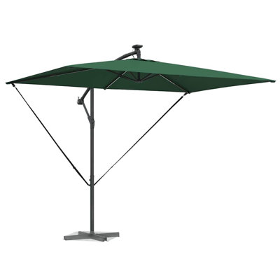 Umbrella with LED Strip Lights Polyester and Aluminium Outdoor Parasol