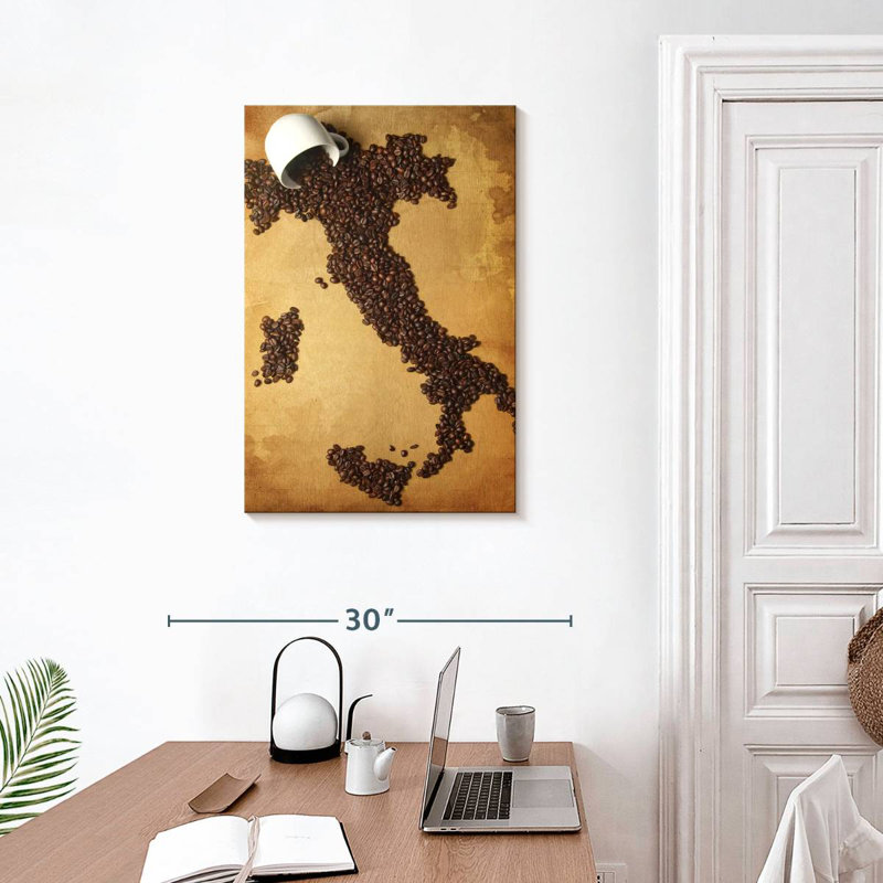 Yarlin Italian Coffee Map, 30" H x 20" W