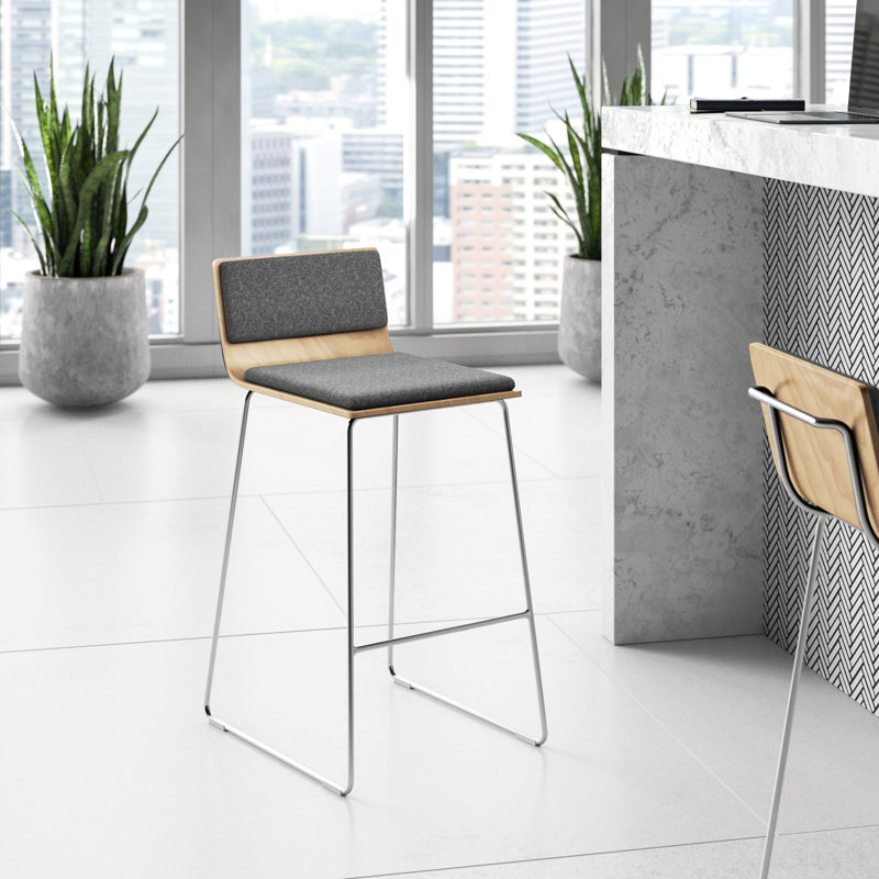 Tabouret de bar et de comptoir Seguin, Gris foncé, Naturel, Tabouret de comptoir (assise de 24 po de hauteur)
