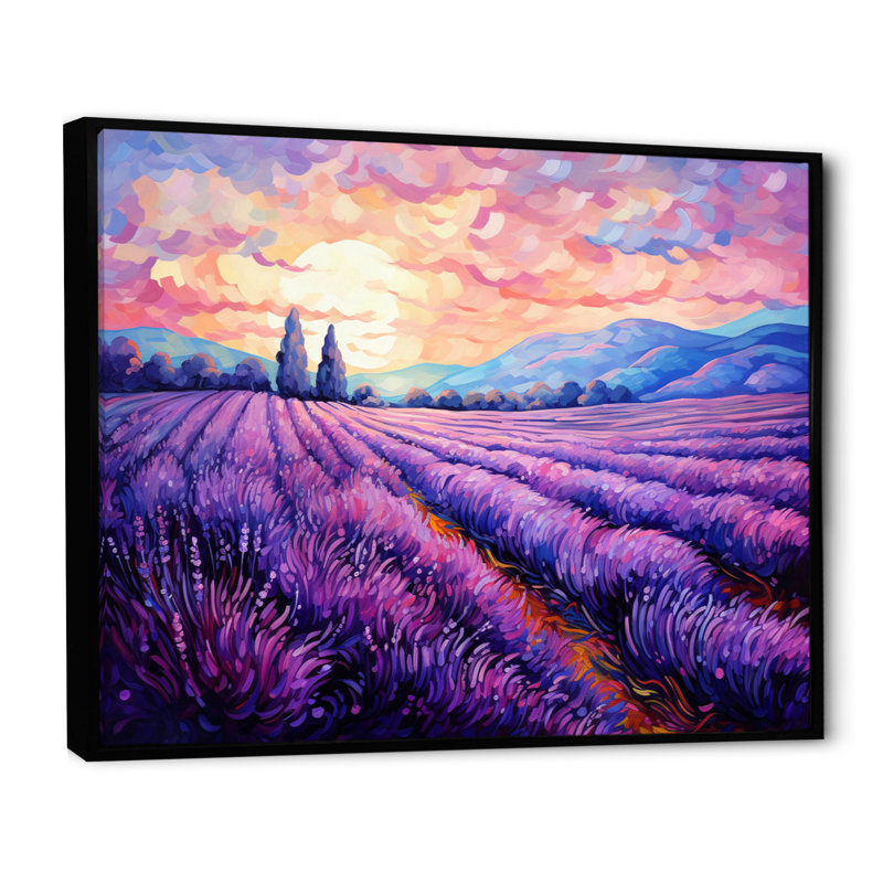 Vangogh Lavender Fields II - Vangogh, art mural sur toile par Vincent Van Gogh, peinture, Cadre flottant noir