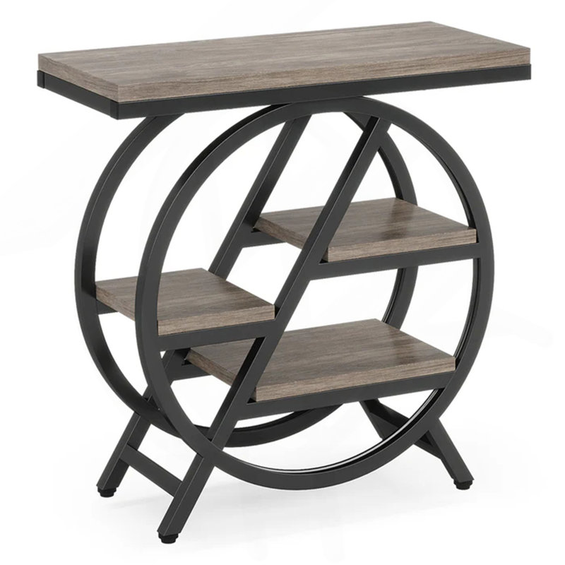 Table de chevet, table de bout compacte, table d'appoint, Noir/gris