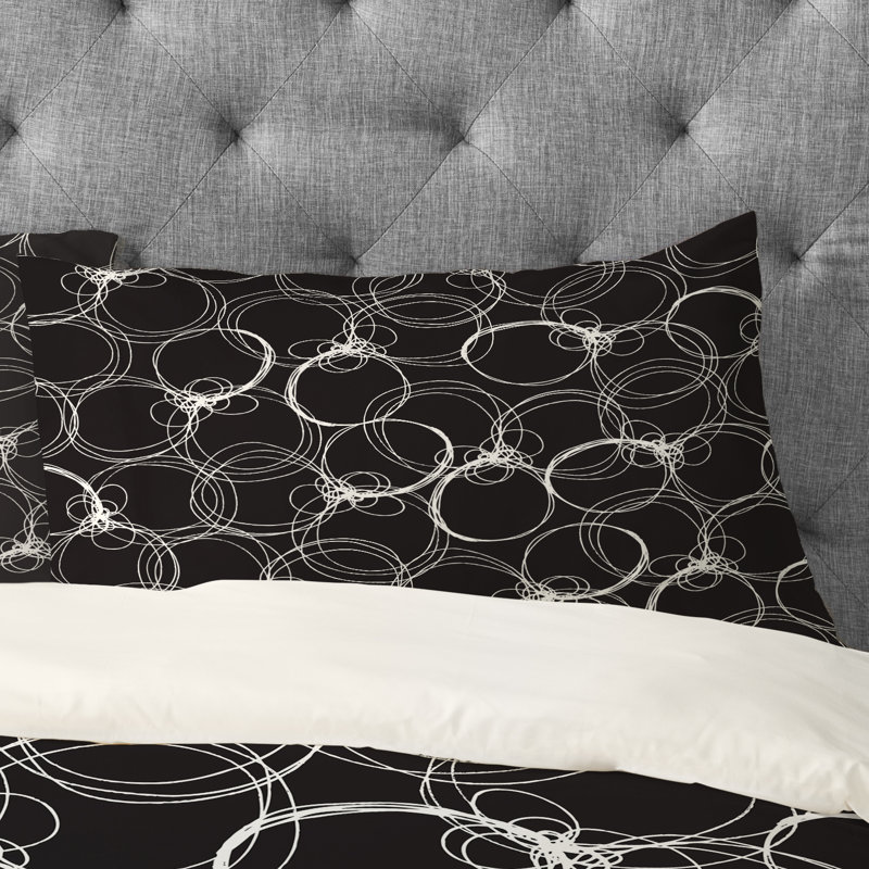 Taie d’oreiller cercles, Standard, Noir