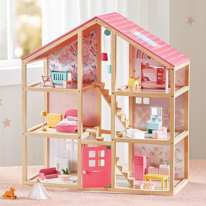 Tiny Land® Love Dollhouse with 30 Furniture