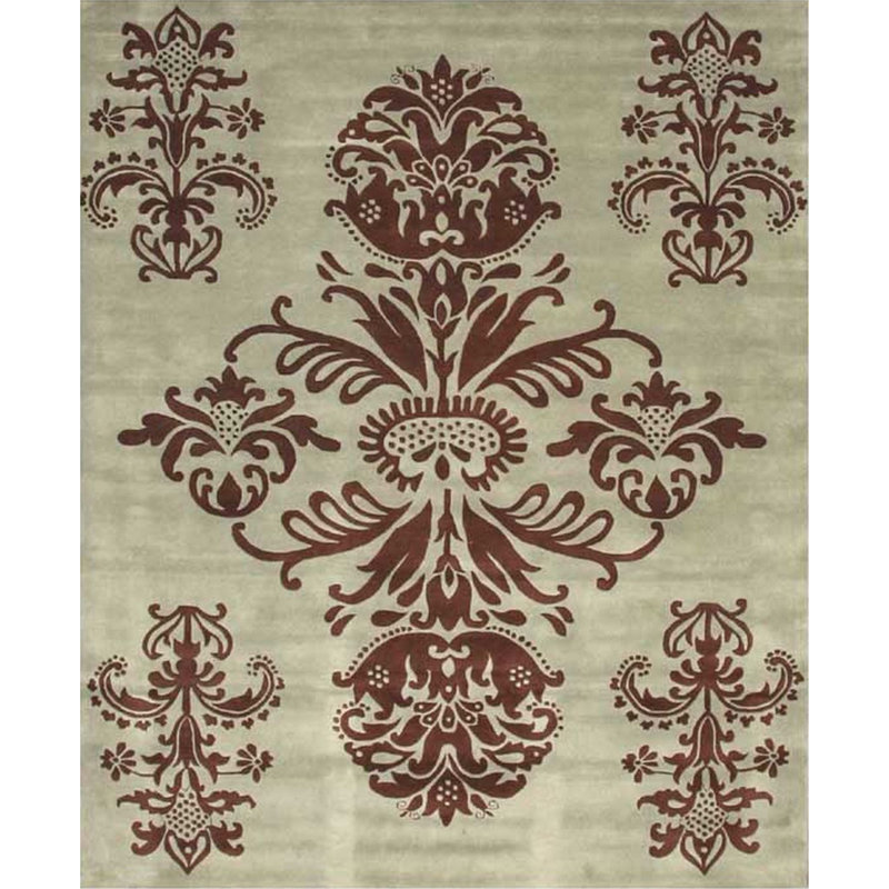 Tapis contemporain en laine / viscose à motif abstrait touffeté à la main Curtis-Lee