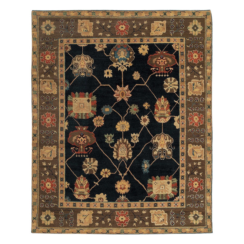 Dorset Wool Oriental Area Rug in Black/Brown, Rectangle 12' x 16'