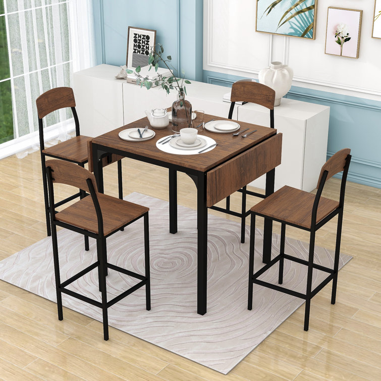 17 Stories Shanque 4 - Person Counter Height Drop Leaf Dining Set | Wayfair | Tischsets
