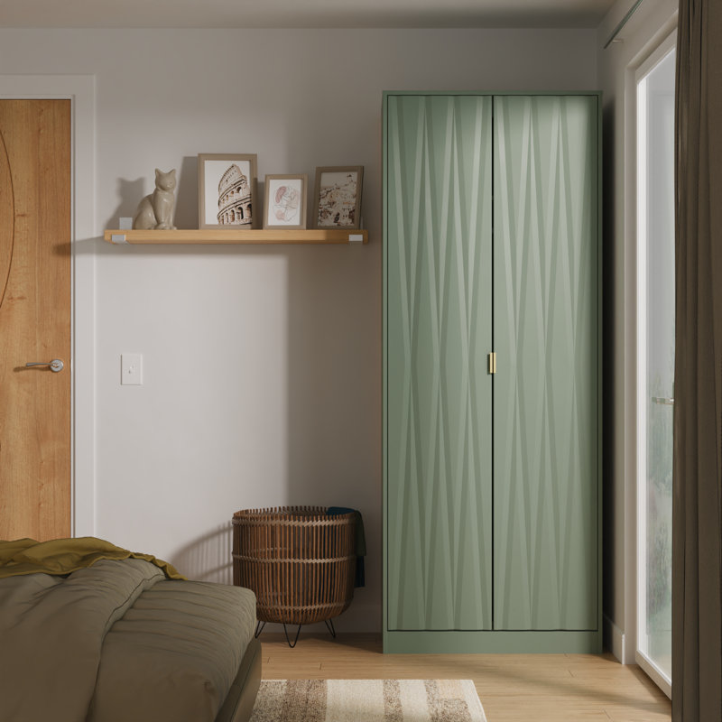 Las Vegas 2 Door Robe in White Matt (Ready Assembled), Reed Green
