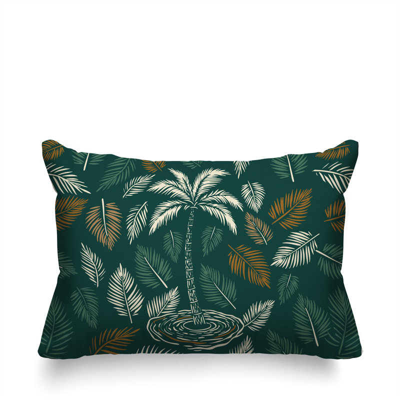 Oreiller rectangulaire réversible intérieur / extérieur Palmgroove Palm, Vert, Rectangle H 18 po x l 25 po