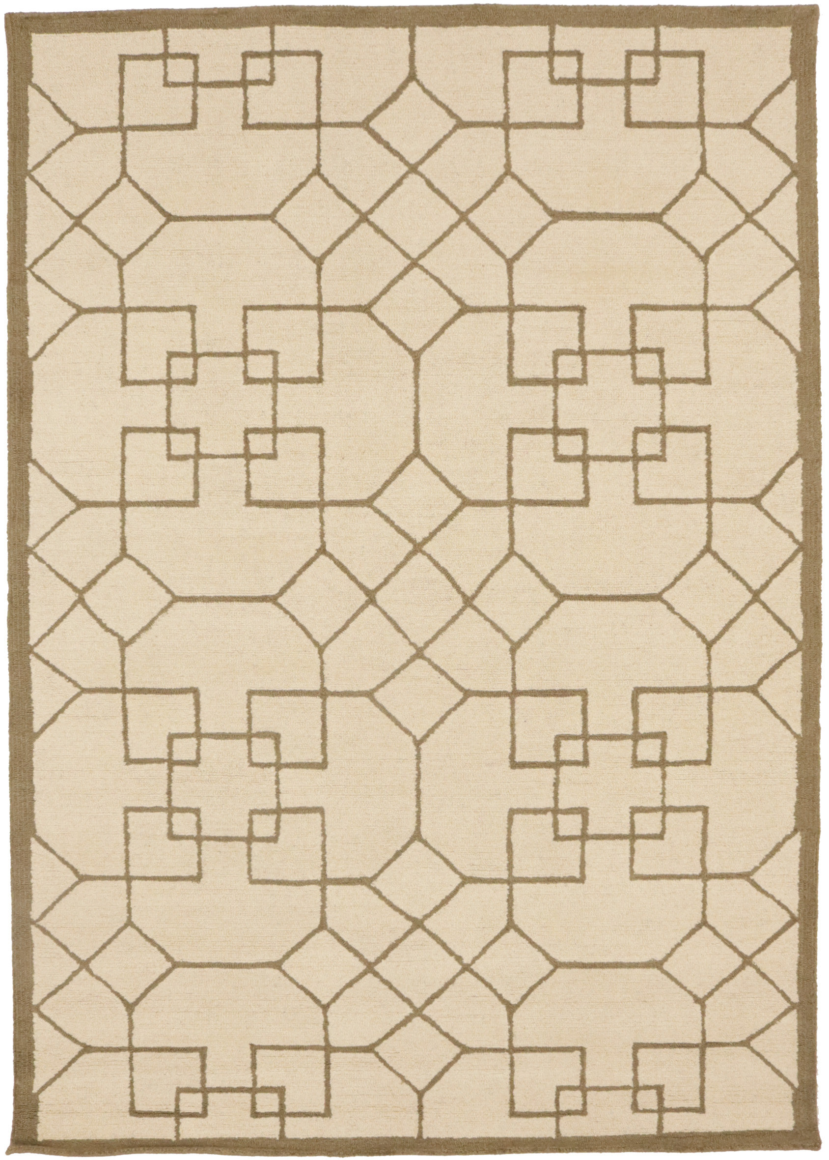 Red Barrel Studio® Geometric Handmade Tufted Wool Area Rug in Beige ...
