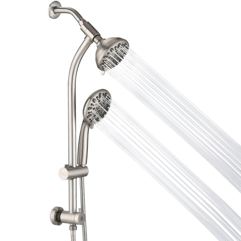 Pomme de douche double multifonction, Nickel brossé