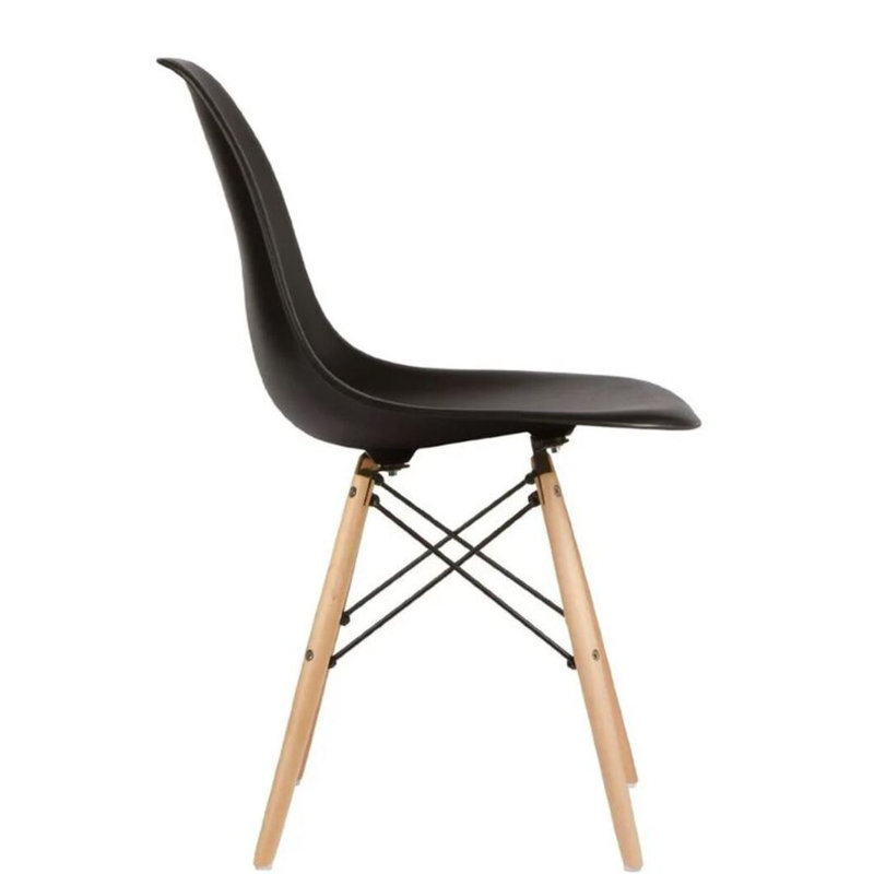 Chaise Hrileena Leffie avec pieds naturels, Noir, Naturel