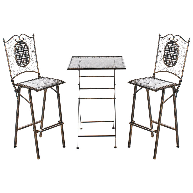 Bormio Lark Manor Bar Set with Iron Frame and Metal Outer Material