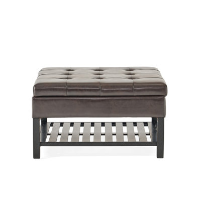 Square Ottoman With Storage And Bottom Rack