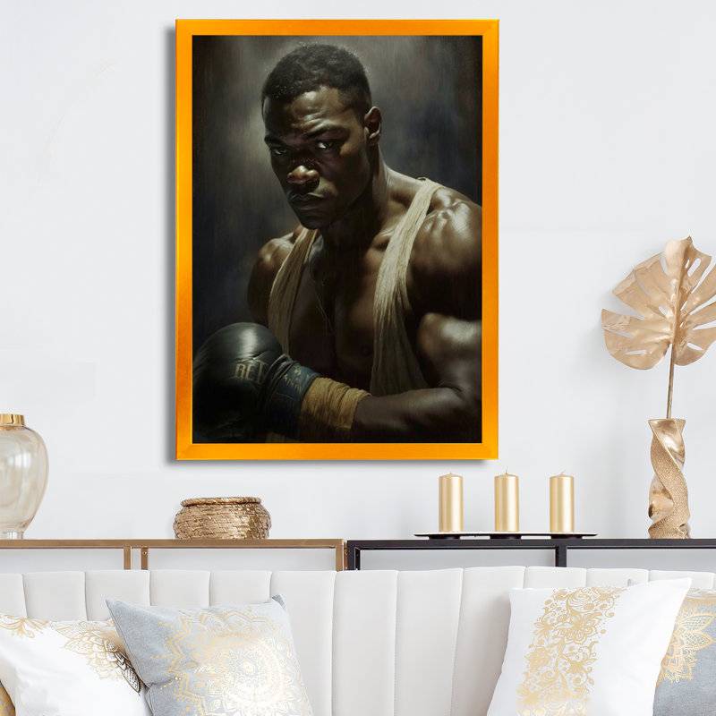 «Wrestling Man», reproduction sur toile, H 32 po x l 16 po x P 1 po, Impression dorée sur toile encadrée