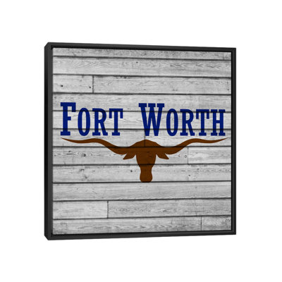 «Fort Worth, Texas Flag - Square Grunge Wood Boards», impression sur toile