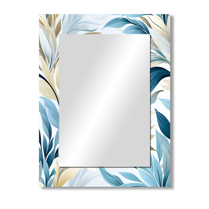 Amanveer Coastal Neutrals Tropical Pattern - tropical  Mirror, Botanical, Floral Decorative Wall Mirror, Printed Metal Art