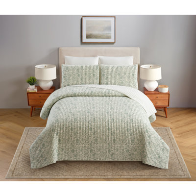 Ensemble de courtepointe réversible 3 pièces Eden Paisley Gauze